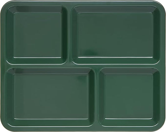 Carlisle FoodService Products Right Hand 4-Compartment Cafeteria / Fast Food Tray, 8.5" x 11", Forest Green