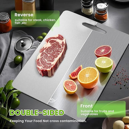 New Titanium Cutting Board-100% Pure Titanium Cutting Boards For Kitche,Easy to clean, Double-sided food-grade Cutting Board For Meats, Fruits And Vegetables(18 * 12)