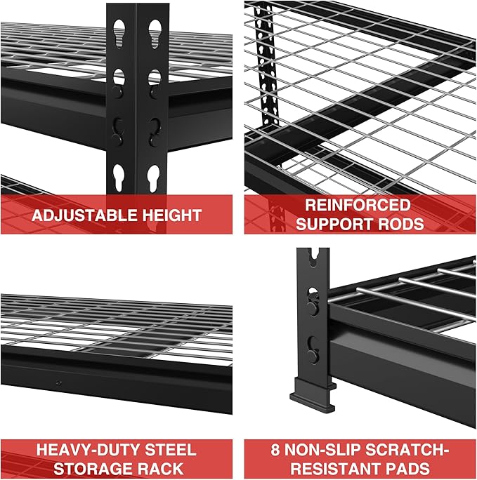 WORKPRO 5-Tier Heavy Duty Metal Shelving Unit, 48”W x 24”D x 72”H, Adjustable Storage Rack, 4000 lbs Total Load Capacity, Ideal for Garage, Basement, Warehouse, Workshop