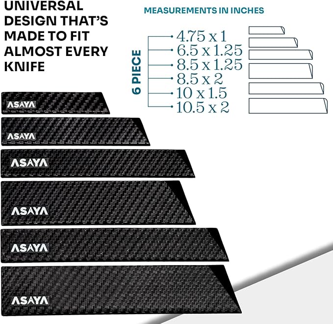 Asaya Professional Knife Edge Guards -Universal Blade Covers - Extra Strength, ABS Plastic and BPA-Free Felt Lining, non-Toxic and Food Safe - Knives Not Included (6Pcs)