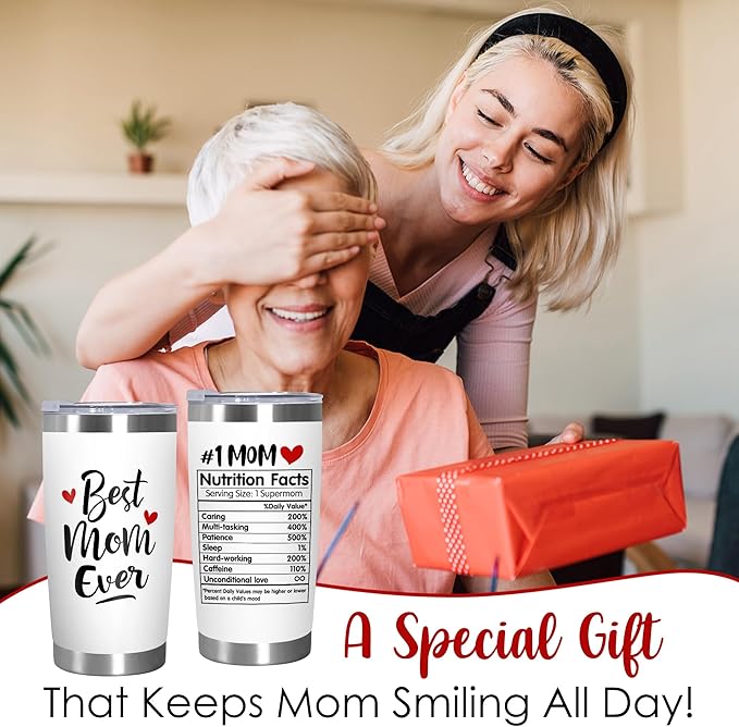 TEEZWONDER Christmas Birthday Gifts for Mom - 20 oz Stainless Steel Insulated Coffee Tumbler with Lid - Mothers Birthday Gifts from Daughter Son, Mothers in Law, Mama, Grandma, Tumblers for Women