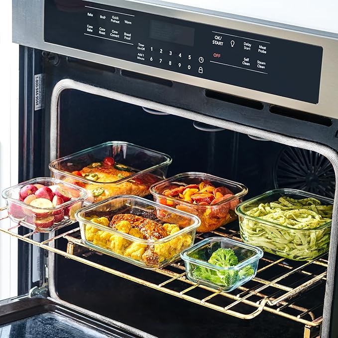40pc Set Glass Food Storage Containers & Bowls with Airtight Lids - Leakproof BPA-Free Meal Prep Airtight Stackable Lunch Boxes, Kitchen Pantry & Storage Organizers - Microwave Freezer Dishwasher Safe