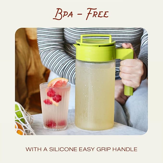 Takeya Flash Chill Iced Tea Maker - Airtight & Durable Iced Tea Maker Jug with Silicone Carry Handle - Leak-Proof & Lightweight Tea Infuser with Patented Flash Chill Technology - 2 Quart, Black