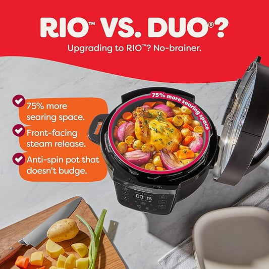 Instant Pot 4QT RIO Mini 7-in-1 Multi-Cooker, Pressure Cooker, Slow cook, Sauté, Steam, Rice Maker, Yogurt, & Warmer, Black, 4 Quarts