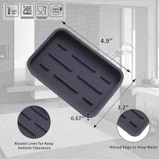 Silicone Kitchen Sink Organizer Tray for Multiple Usage,Easy Clean Sponges Holder for Kitchen Bathroom Counter or Sink,Dish Soap Dispenser,Scrubber,Bottle,Cup Coffee 4.9βx 3.2β