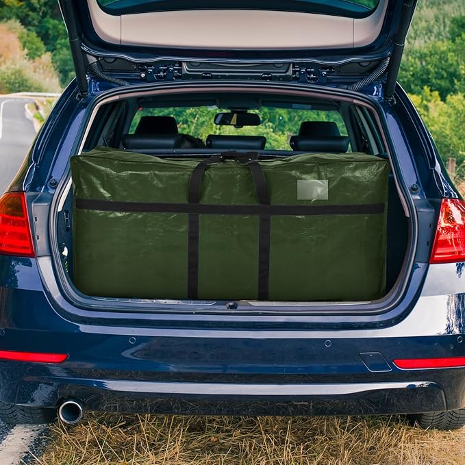 6 Pcs 66 Gallon Large Moving Bags with Zipper and Handles Foldable Storage Duffle Bags Heavy Duty Extra Large Totes for College Dorm Travel Clothes Blankets Bedding Moving (Army Green)