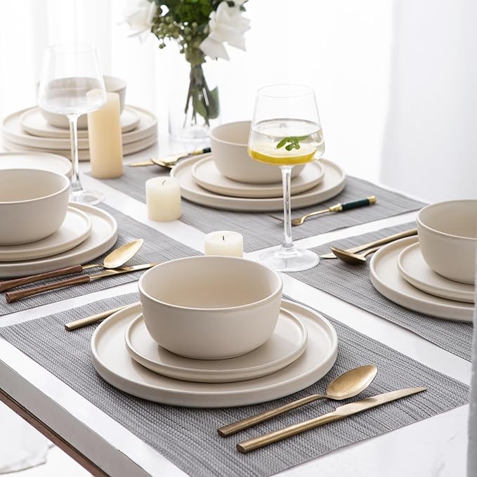 AmorArc Stoneware Dinnerware Sets for 6,Reactive Ceramic Plates and Bowls Set,Highly Chip and Crack Resistant | Dishwasher & Microwave Safe | Round Dishes Set Service for 6 (18pc)