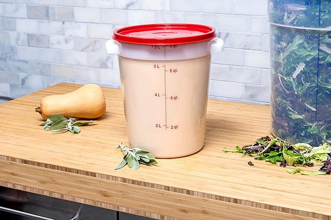 Carlisle FoodService Products Storplus Round Food Storage Container with Stackable Design for Catering, Buffets, Restaurants, Polyethylene (Pe), 8 Quart, White
