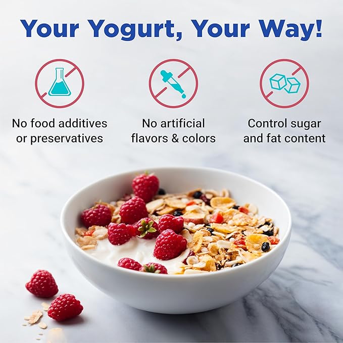 Ultimate Probiotic Yogurt Maker with Adjustable Time & Temp Control - Make Trillions of Live Probiotics with Two 1-Quart Containers for Larger Batches - Greek Yogurt Maker - ULTIMATE LIFETIME WARRANTY