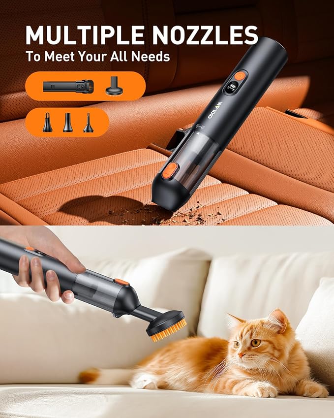 OXILAM Car Vacuum Portable - Handheld Vacuum Cordless 14000PA High Power, Blow & Suction 2 in 1, Up to 30 Mins Runtime, Cordless Vacuum Cleaner for Home, Car, Office, Gifts for Men & Women
