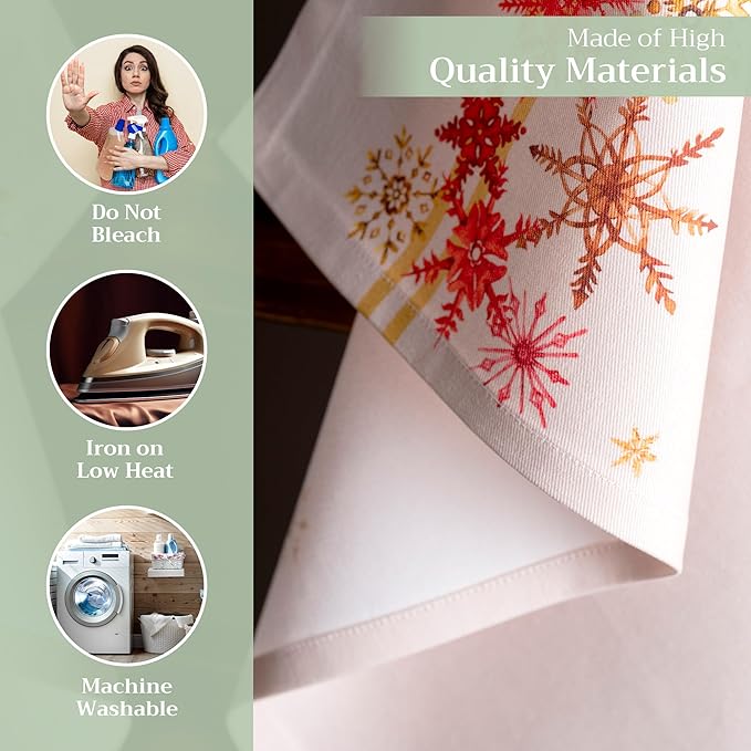 Maison d' Hermine Kitchen Towels Set of 3 100% Cotton 20" x 27.5" Reusable Cloth Tea Dish Towels Absorbent with Hanging Loop for Kitchen Dining Thanksgiving Christmas Decorations (Crystal Star)