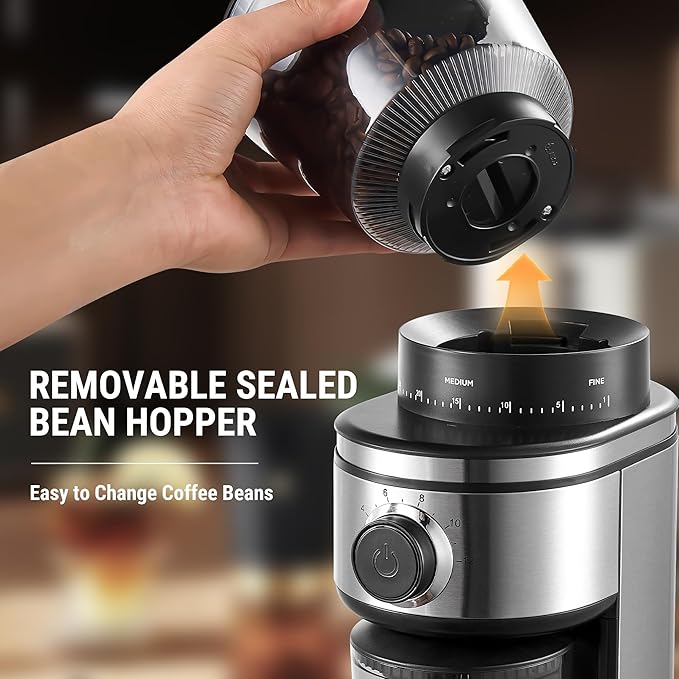 Coffee Grinder, Electric Conical Burr Grinder with 30 Grind Settings for 2-12 Cups, Adjustable Burr Mill for Home Use