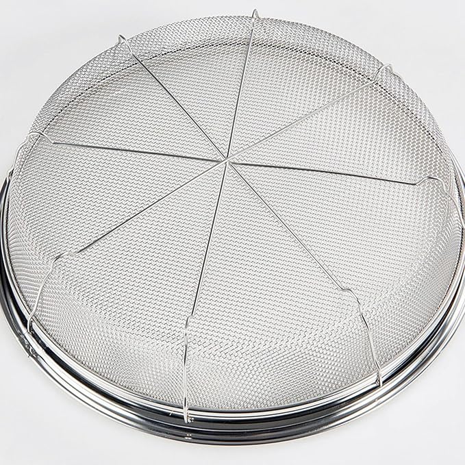 Fine Mesh Strainer for Kitchen, Stainless Steel Colander Bowl for Pasta, Rice, Fruit, Metal Net Baskets with Resting Base - Strain, Drain, Rinse (Diameter 11.02 inch)