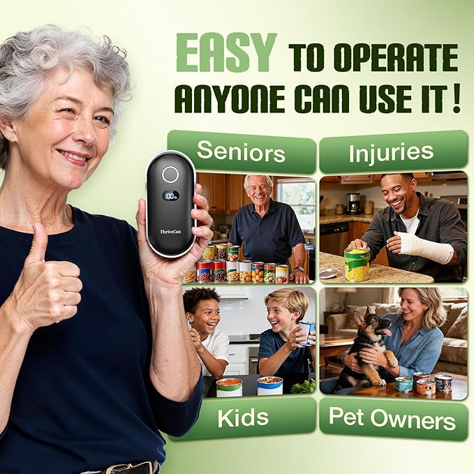 Rechargeable Electric Can Opener, One-Touch Automatic Can Opener with Smooth Edge, Effortless Can Opener for Seniors, Arthritis, Weak Hands, Home, Ideal Kitchen Tool for Daily Use