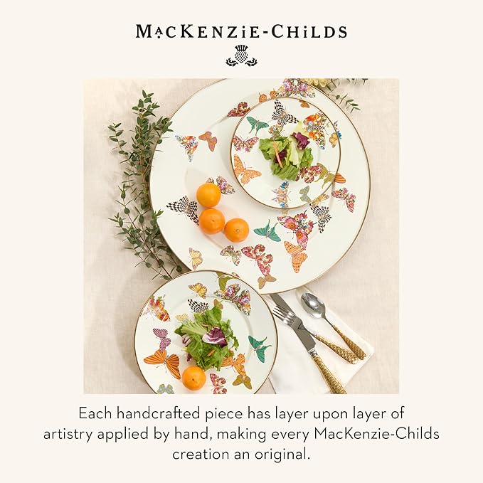 MACKENZIE-CHILDS Butterfly Garden Enamel Canister, Pretty Kitchen Storage Container with Lid, Small