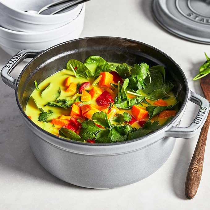 Staub Cast Iron Round Dutch Oven, Made in France, Graphite Grey, 4-qt, Serves 4-6 people