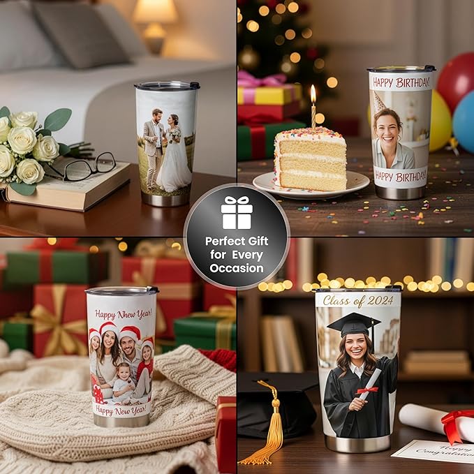 Personalized Tumbler With Names Custom Coffee Tumbler Custom Cups Customized Cup Photo Mugs Personalized Picture Customizable Create Your Own Tumblers Gifts For Travel