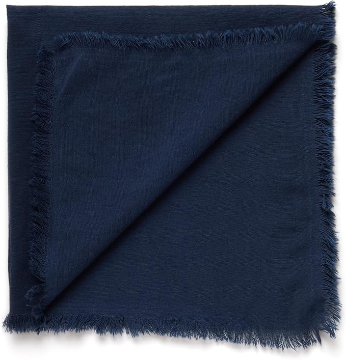 ACCENTHOME Navy Cotton Linen Napkin Set of 6 18x18 inch Dinner Napkins - Washable Soft Premium Hotel Quality Reusable Napkins Perfect Table Napkins for Family Dinners, Weddings & Everyday Use