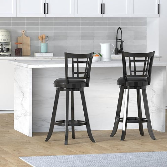 Hillsdale Fairfox 30.5" Wood Swivel Bar Height Stool, Black
