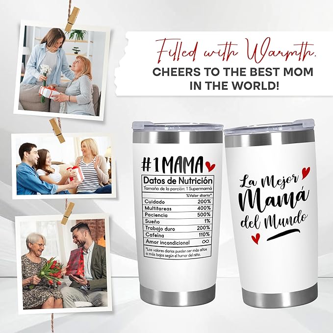 TEEZWONDER Christmas Birthday Gifts for Mom from Daughter Son - 20 oz Stainless Steel Tumbler with Lid - Mama Birthday Gifts for Women, Gift for Mother in Law Stepmom, Grandma Gift Idea