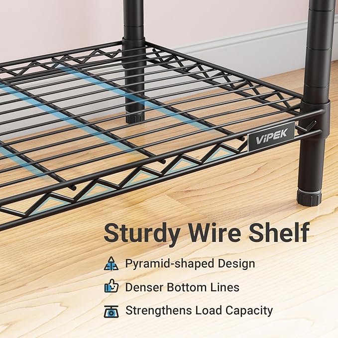 VIPEK R3C Rolling Clothes Rack with Cover Portable Closet for Hanging Clothes, Heavy Duty Garment Rack Clothing Racks with Wheels& Hanging Rod, Black Racks with Grey Upgraded Polyester Cover