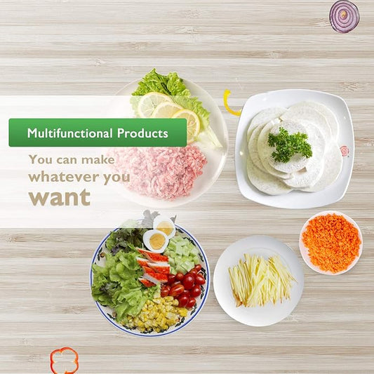 Homdox Electric Salad Maker, Professional Slicer Shredder Greater Electric Cheese Grater Salad Maker Machine Carrot Slicer with 4 Stainless Steel Rotary Blades, One-Touch Control, 150W