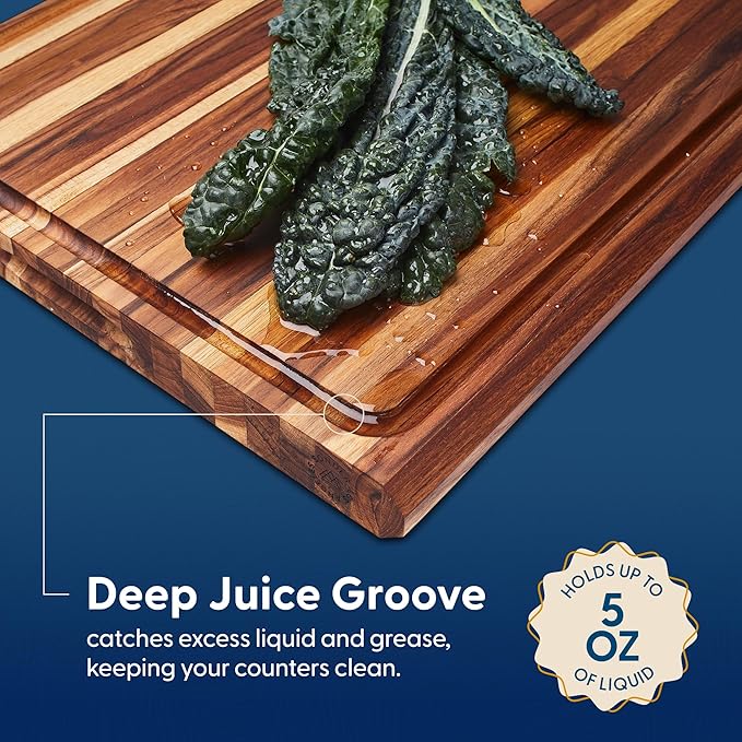 Sonder Los Angeles, XXL Thick Edge Grain Teak Wood Cutting Board for Kitchen with Juice Groove, 23x17x1.5 Charcuterie Wooden Board in Large (Gift Box Included)