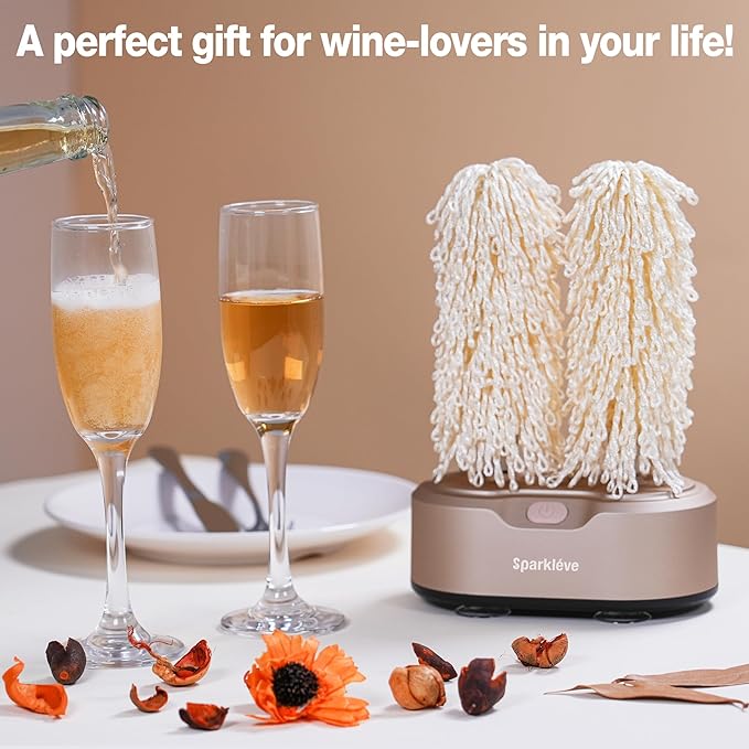 Home Glassware Polisher, World's First Affordable Spinning Glass Polisher, 600 RPM Dries and Polishes, All Glasses, Wine, Bar, Drinking, For Sparkling Glassware, Champagne, Premium Painted