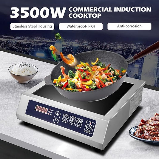 Commercial Induction Cooktop,Portable Electric Induction Countertop Burner(3500W/ 240V) with Stainless Steel Housing, Durable Commercial Induction Hot Plate for Hotel Restaurant School