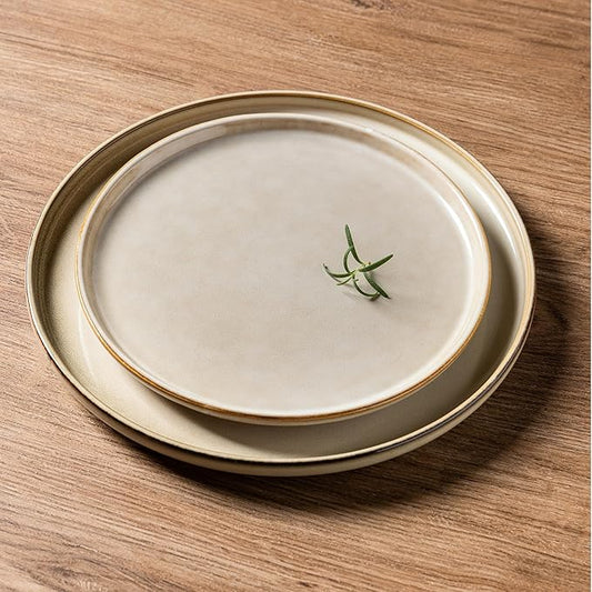 AmorArc Stoneware Dinnerware Sets,Round Reactive Glaze Plates and Bowls Set,Highly Scratch Resistant | Dishwasher & Microwave Safe Dishes Set,Service for 4 (12pc)