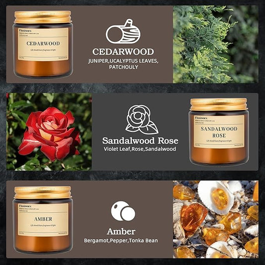 9 Pack Soy Candles for Home Scented |(Cedarwood/Sandalwood Rose/Amber) Long-Lasting 270 Hours, Natural Scented Candles Gift for Women & Men, Birthday, Mother’s Day, Christmas, Thanksgiving