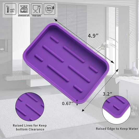 Silicone Kitchen Sink Organizer Tray for Multiple Usage,Easy Clean Sponges Holder for Kitchen Bathroom Counter or Sink,Dish Soap Dispenser,Scrubber,Bottle,Cup Purple 4.9βx 3.2β