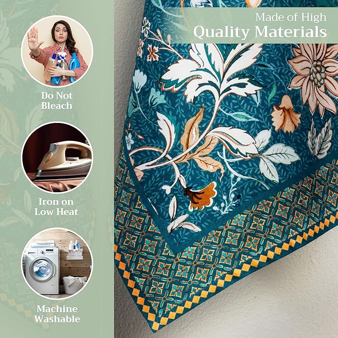 Maison d' Hermine Kitchen Towels Set of 3 100% Cotton 20" x 27.5" Reusable Cloth Tea Dish Towels Absorbent with Hanging Loop for Kitchen Thanksgiving Christmas Decorations (Luxury Loft - Dark Teal)