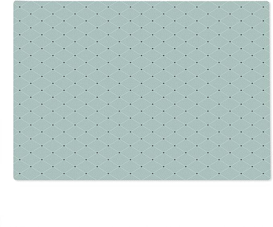 Ambesonne Abstract Cutting Board, Diagonal Dotted Squares and Polka Dots Simplistic Classic Illustration, Decorative Tempered Glass Cutting and Serving Board, Large Size, Charcoal Grey Ivory