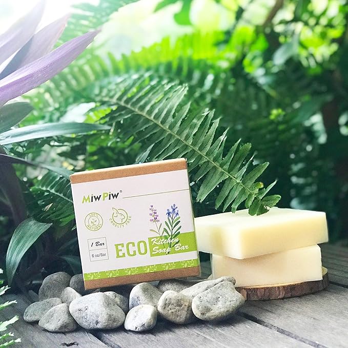 Vegan Dish Soap Bar - Large 6 Ounce - Lather Clean Safe Ingredients- Plastic Free Palm Oil Free - Zero Waste Eco Friendly Kitchen Dishwashing Solid Soap