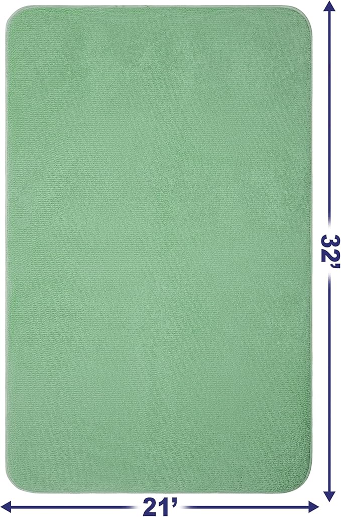 American Soft Linen 21x32 Fluffy Foamed Slip Reducer Bath Rug, Machine Washable Area Bath Mat Rugs for Bathroom, Sage Green