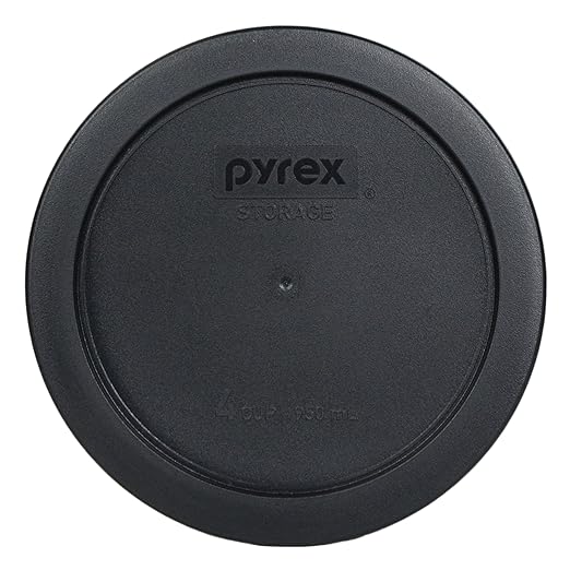 Pyrex Bundle - 2 Items: 7201-PC 4-Cup Black Plastic Food Storage Lids