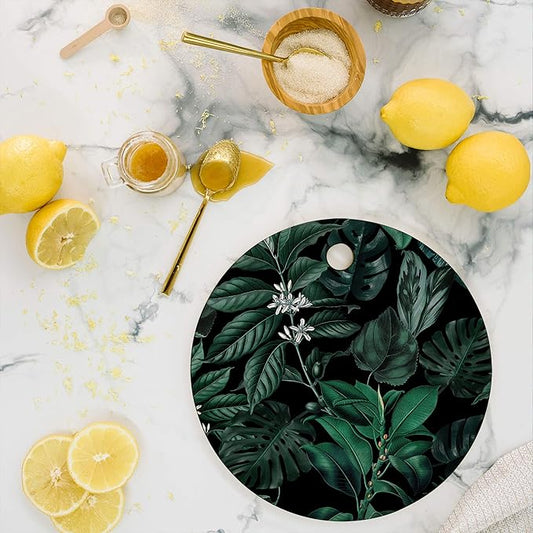 Society6 Bamboo Cutting Board- Kitchen Decor by Burcu Korkmazyurek - Unique Cutting Boards for Kitchen, 11.5" x 11.5" x 0.5", Tropical Garden