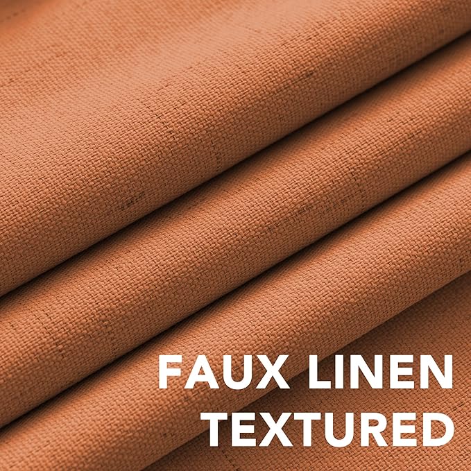 H.VERSAILTEX 100% Blackout Curtains for Bedroom Thermal Insulated Linen Textured Curtains Heat and Full Light Blocking Drapes Living Room Curtains 2 Panel Sets, 42x54 Inch, Orange