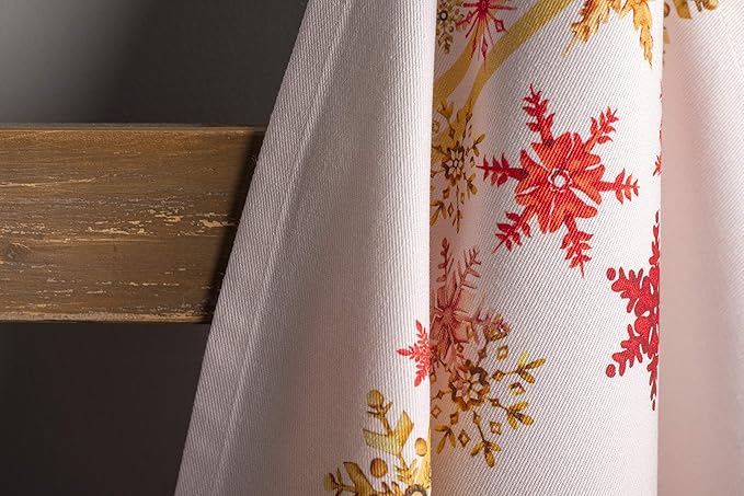 Maison d' Hermine Kitchen Towels Set of 3 100% Cotton 20" x 27.5" Reusable Cloth Tea Dish Towels Absorbent with Hanging Loop for Kitchen Dining Thanksgiving Christmas Decorations (Crystal Star)