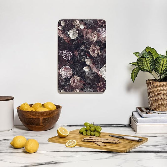 Society6 Bamboo Cutting Board- Kitchen Decor by Burcu Korkmazyurek - Unique Cutting Boards for Kitchen, 16" x 10.5" x 0.5", Exotic Garden - Night III
