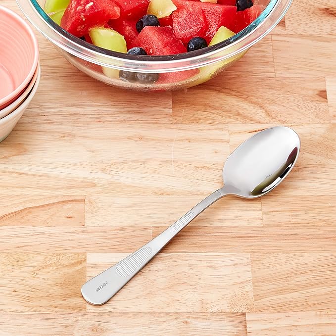 Mercer Culinary 18-8 Stainless Steel Plating Solid Spoon, 7-7/8 Inch,Silver