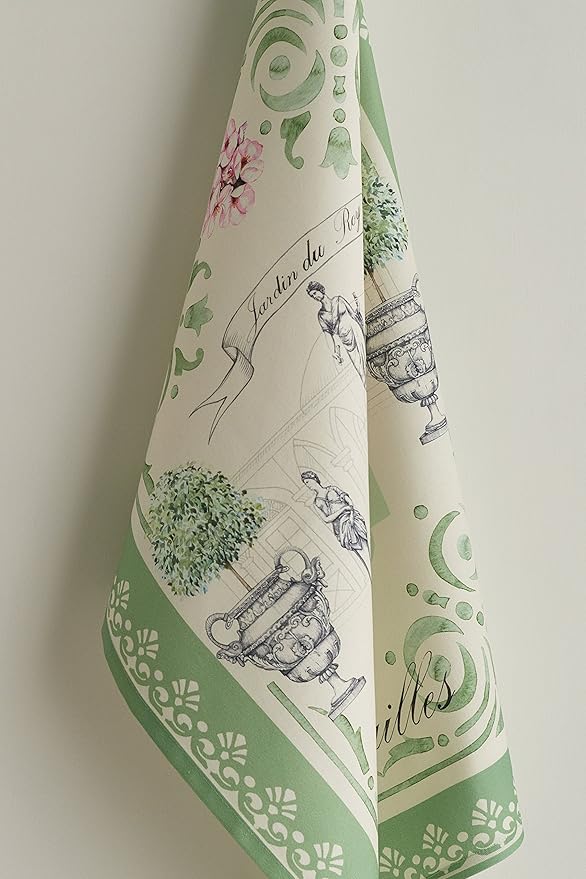 Maison d' Hermine Kitchen Towels Set of 2 100% Cotton 27.50" x 20" Reusable Cloth Tea Dish Towels Absorbent with Hanging Loop for Kitchen, Home, Dining, Cocktail Parties Spring/Summer (Jardin Du Roy)