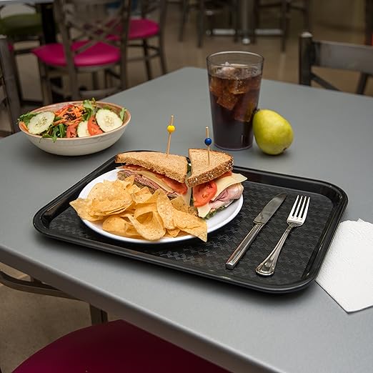 Carlisle FoodService Products CT121603 Café Standard Cafeteria / Fast Food Tray, 12" x 16", Black