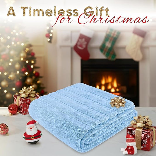 American Soft Linen 35x70 Jumbo Large Bath Towels, 600 GSM 100% Cotton Turkish Bath Sheet, Oversized Luxury Bath Towels for Bathroom Beach and Pool, Sky Blue