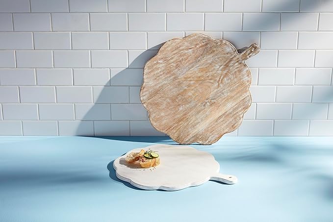 Mud Pie Scalloped Wood Board, Small; 19" X 16"