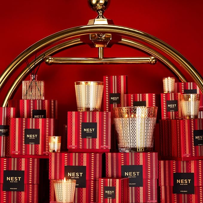NEST New York Scented 3-Wick Christmas Candle, Holiday - 21.2 oz - Up to 100-Hour Burn Time - Reusable Glass Vessel