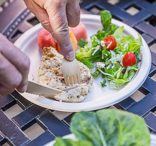 Disposable Wooden Cutlery Set - 100% Home Compostable - 200 Mix (80 Forks, 80 Spoons and 40 Knives) 6.5", Bamboo Utensils Alternative, Eco-Friendly, Organic, Sustainable and Carbon Neutral Certified