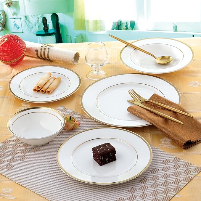 Joseph Sedgh Collection “Gail White” 20-Piece Bone China Dinnerware Set, Service for 4, White
