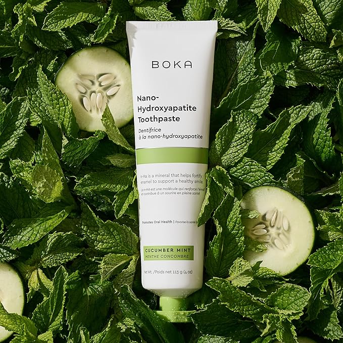 Boka Fluoride Free Toothpaste, Nano Hydroxyapatite Toothpaste, Appropriate for Sensitive Teeth - for Adult, Kids Oral Care - Cucumber Mint Flavor, 4 Fl Oz 1Pk US Manufactured
